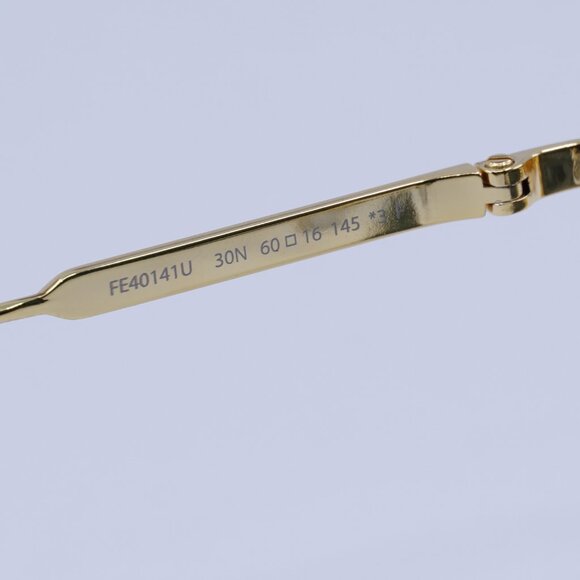 Fendi FE40141U 30N Sunglasses Shiny Gold Rectangle Frame, Green Lenses - Picture 8 of 10